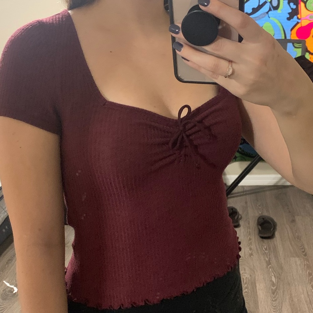 Maroon Cropped Top